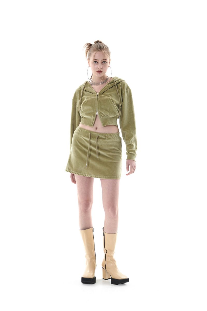 22 VELVET CROPPED HOODY