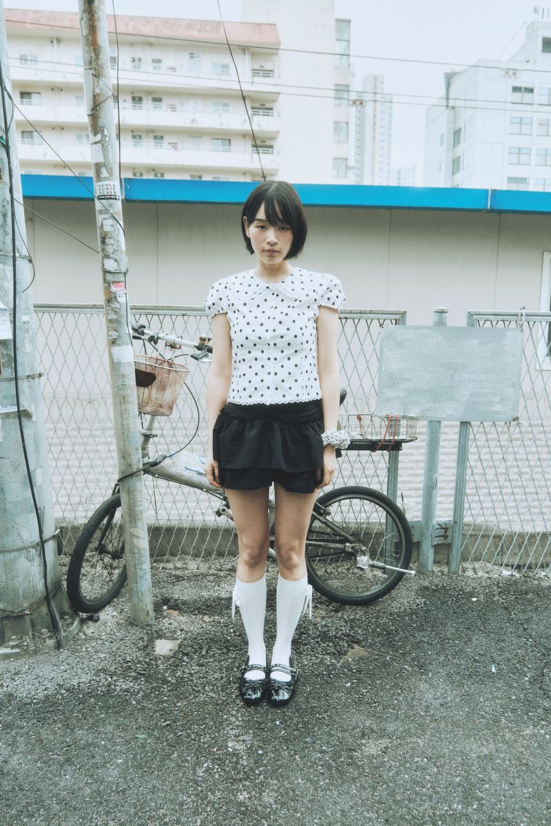 LACE COLLAR DOT PUFF BLOUSE IVORY