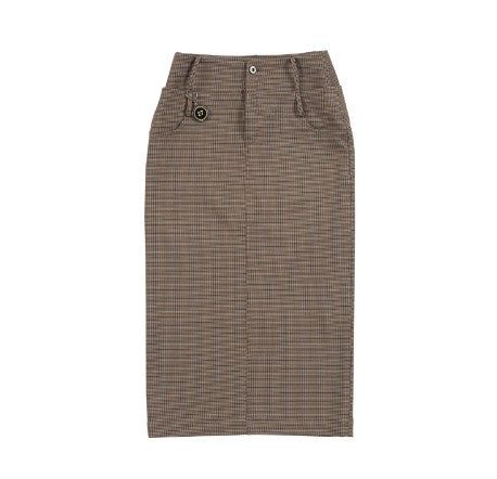 0 7 double waist check skirt