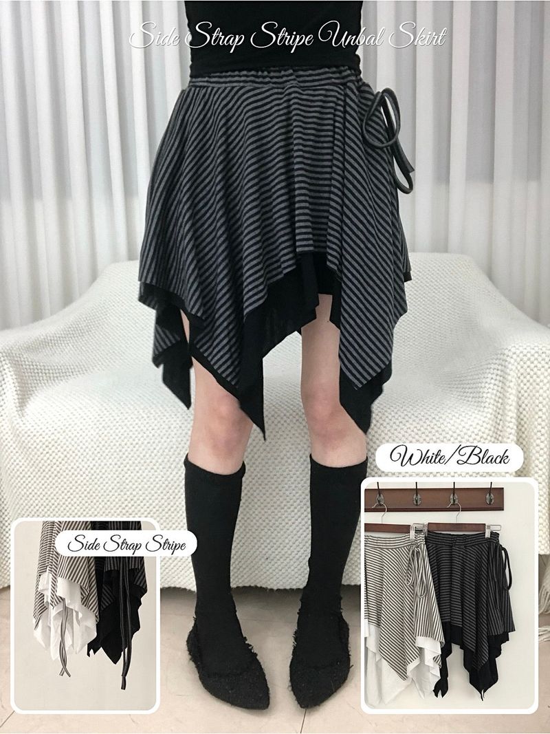 onthenextpage（オンザネクストページ）の「Side Strap Stripe Unbal Skirt（Skirts）」