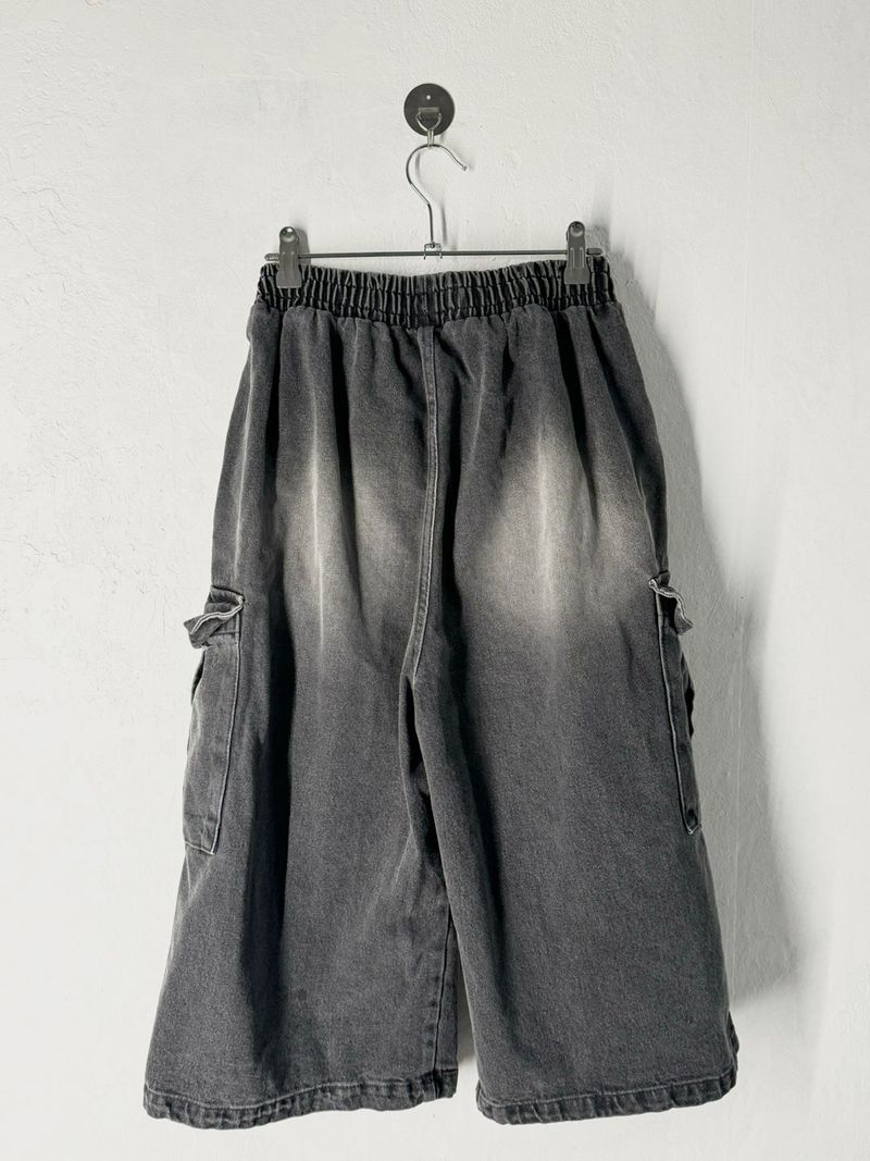 Salt washing cargo bermuda denim pants 3C
