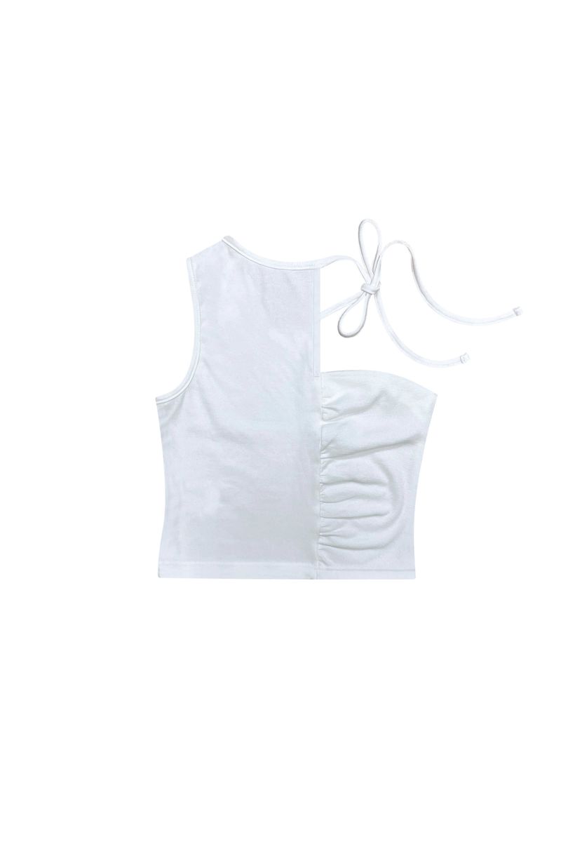 BEBE UNBALANCE SLEEVELESS TOP / WHITE