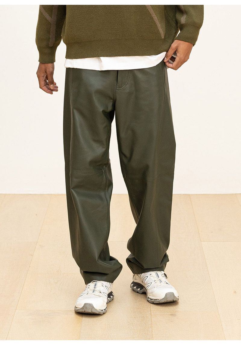 LAMSKIN CURVED LINE PANTS