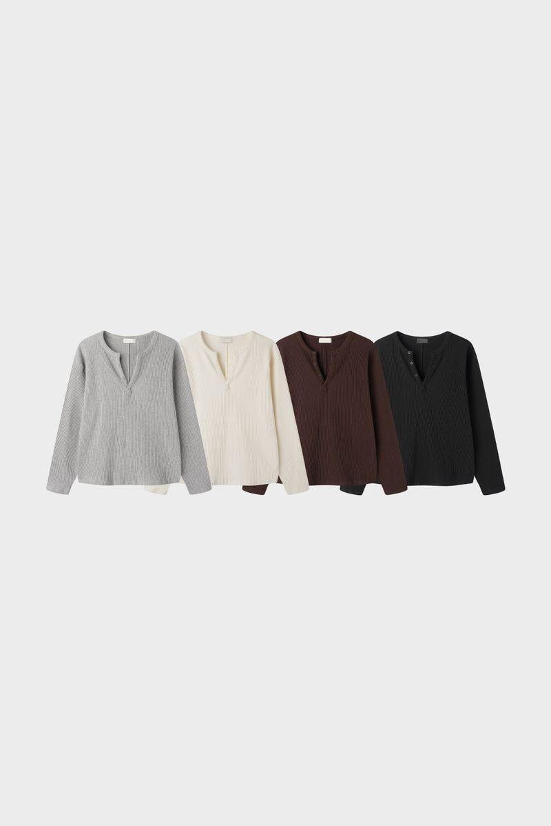 Macca waffle henley neck