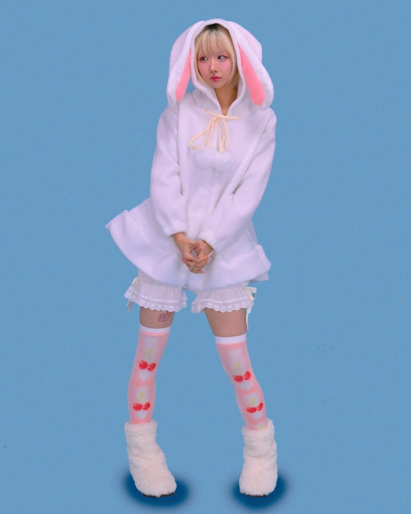 rabbit ear pom-pom hood (2color)