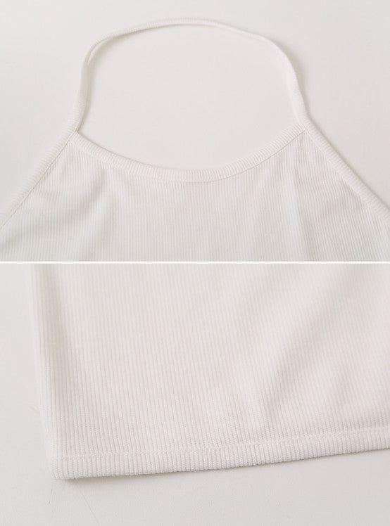 Halter Neck Ribbon Layered Sleeveless (3color)