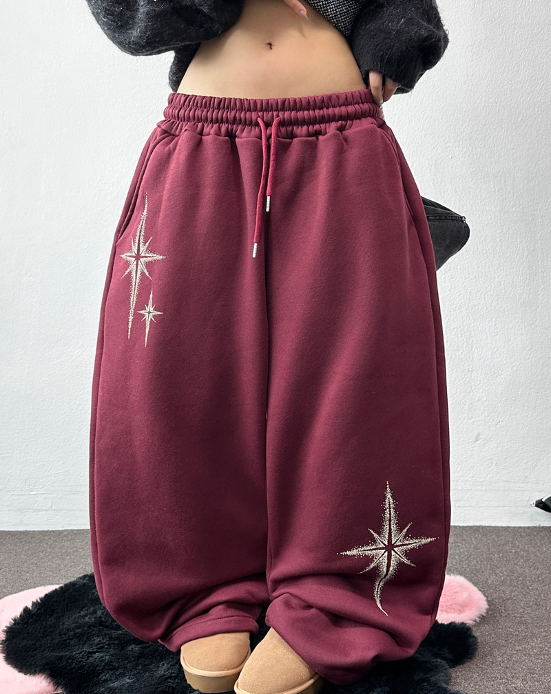 ワイドバルーンフリースラインドハッスルファイヤープリントワイドロングパンツ 🩶 3 COLOR