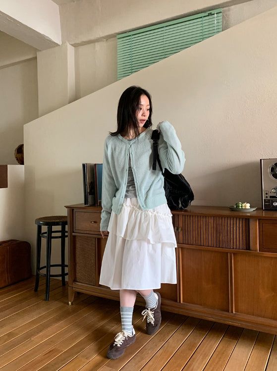 Wonne Color Round Knit Cardigan