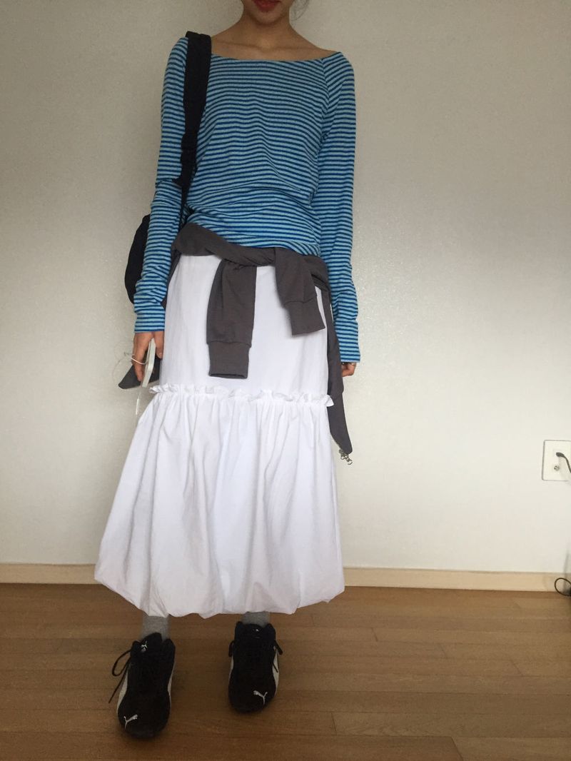 pumpkin nylon long skirt