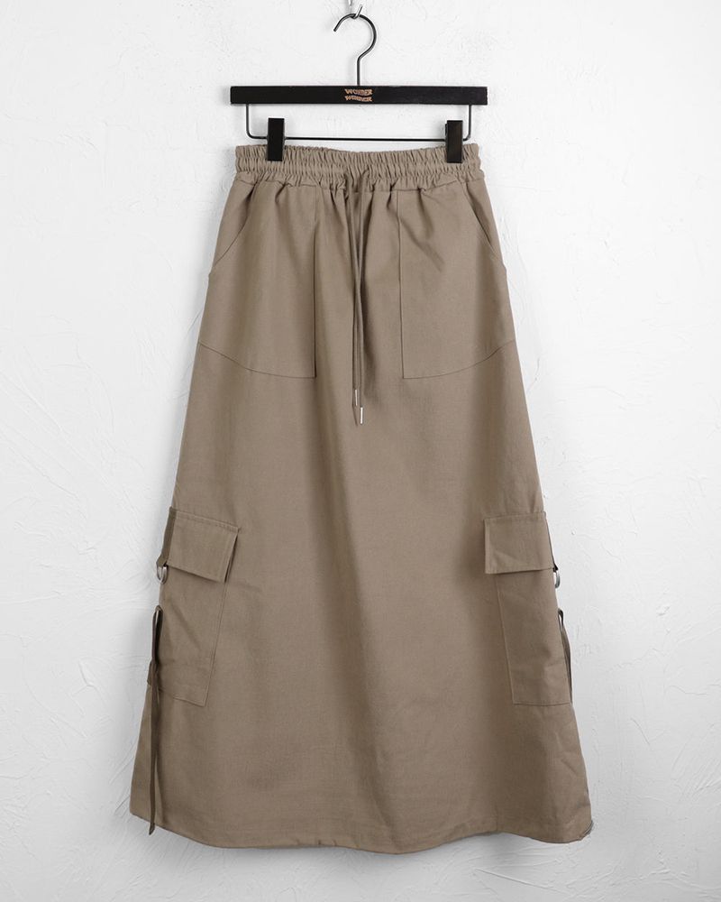 Tarp Fleece Cotton Cargo Two Way String Long Skirt