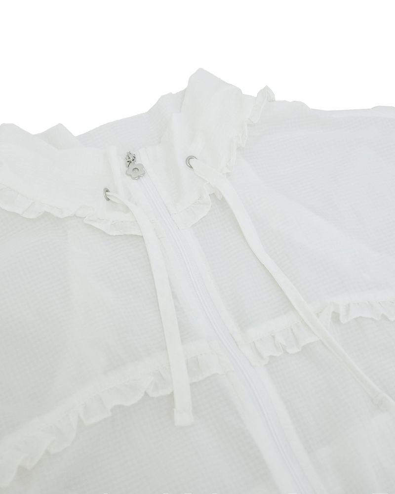 Sheer ruffle jacket / check white