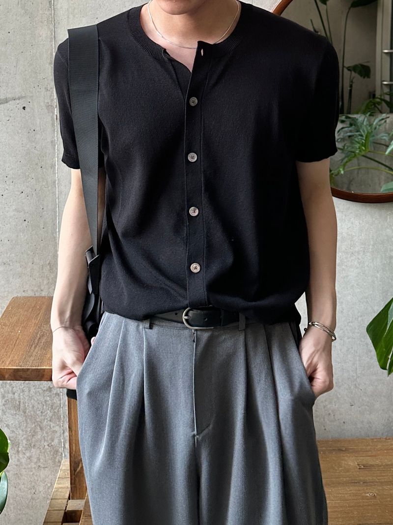 (Premium) Linen round half cardigan