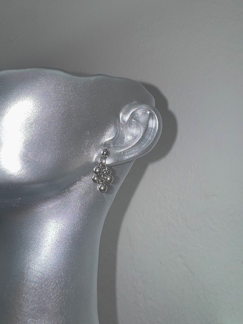 Silver ball drop earring (set)