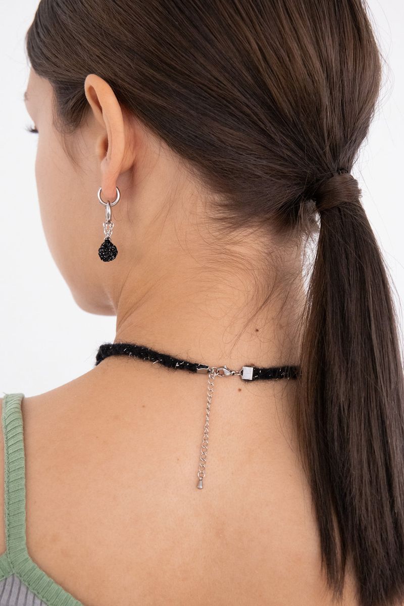 Wool black knit with unique objects necklace