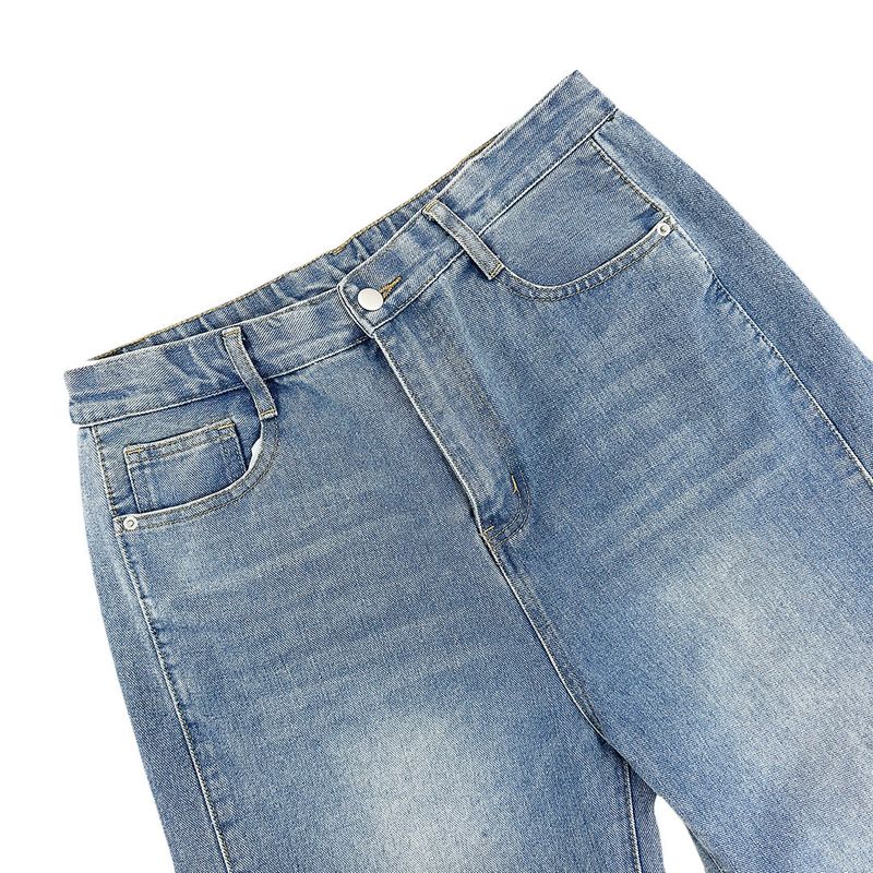 SR シーム ディテール セミワイド フレア デニムパンツ(4 Colors)