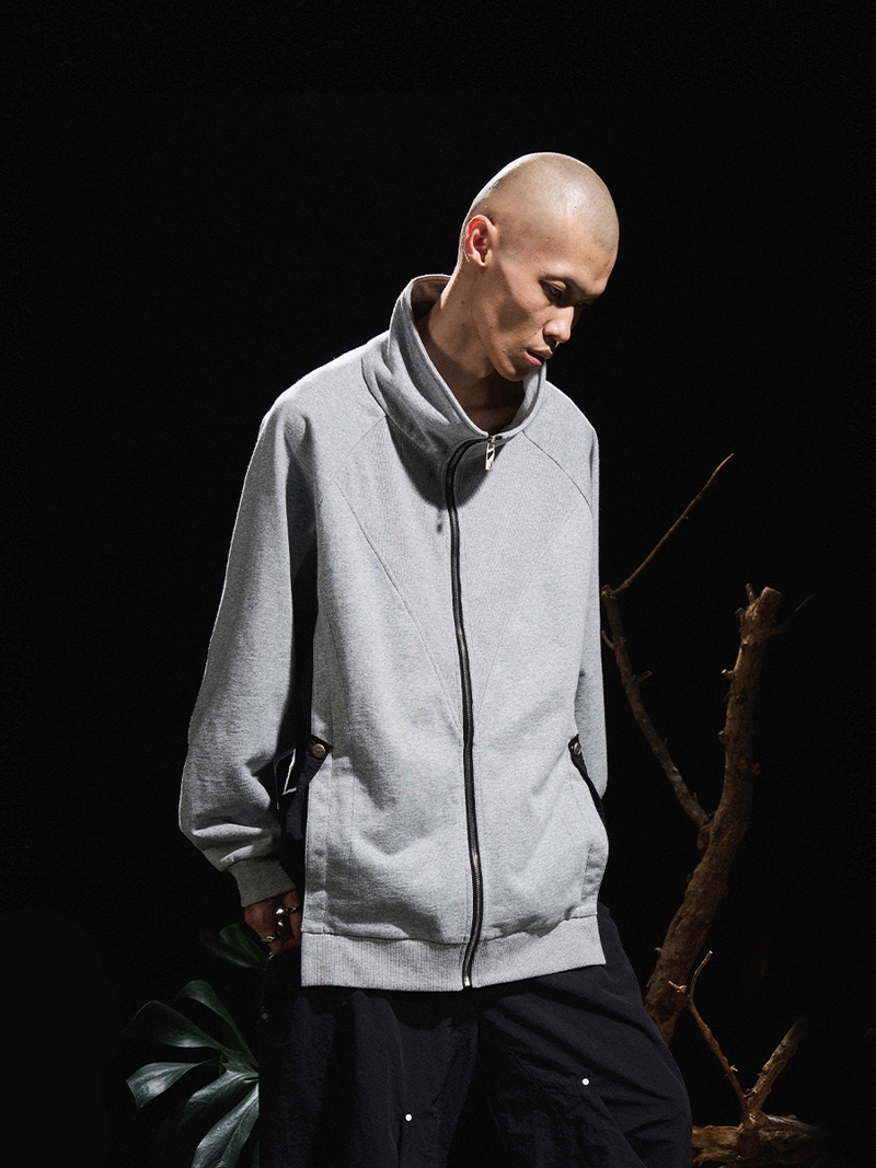 RELABEL（リレーベル）の「2510SWEAT_RELABEL 24AW Butterfly - Scale Split Nylon Patchwork Deconstructed Seam Breaker Stand Collar Zip Sweatshirt（Tops）」