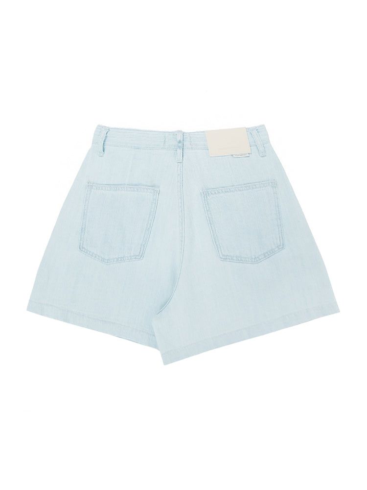 W1011 LINEN DENIM SHORT_LIGHT BLUE