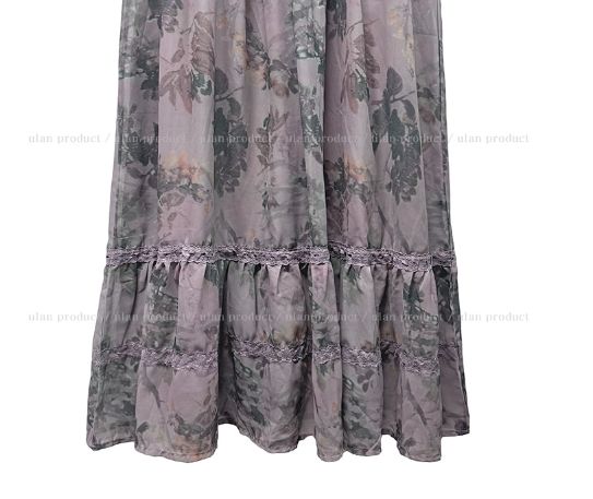 Misty Mauve Flower Chiffon Long One Piece