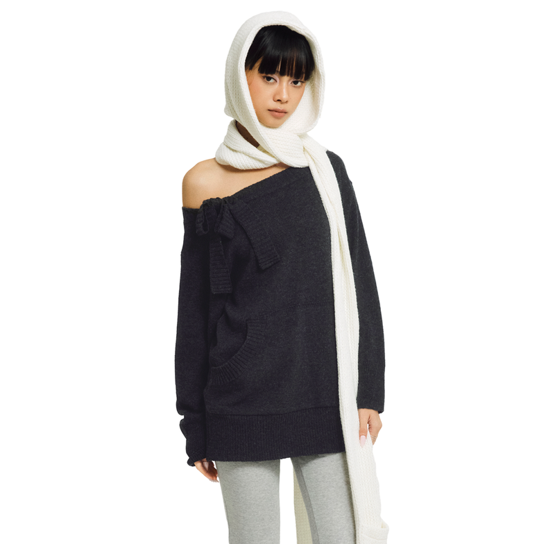 MUFFIN KNIT DRESS [CHARCOAL]