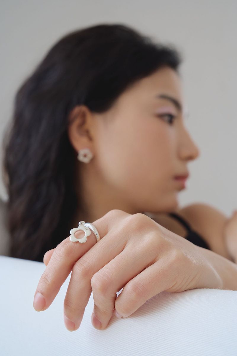 Silver 925 flower open ring