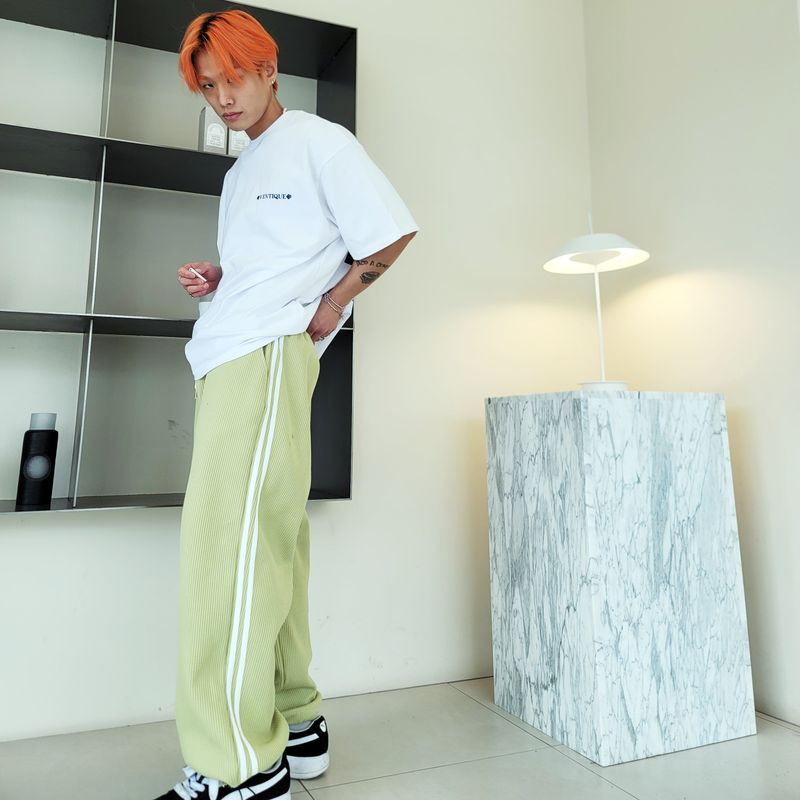 Waffle wide pants 4color