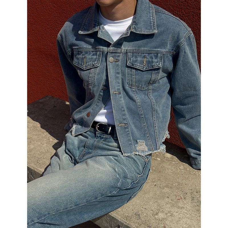 [S/S] Crop damage denim jacket(2color)