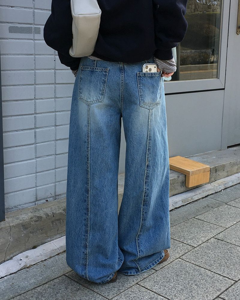 [ORIGINAL] Crew Contrast Wide Denim Pants