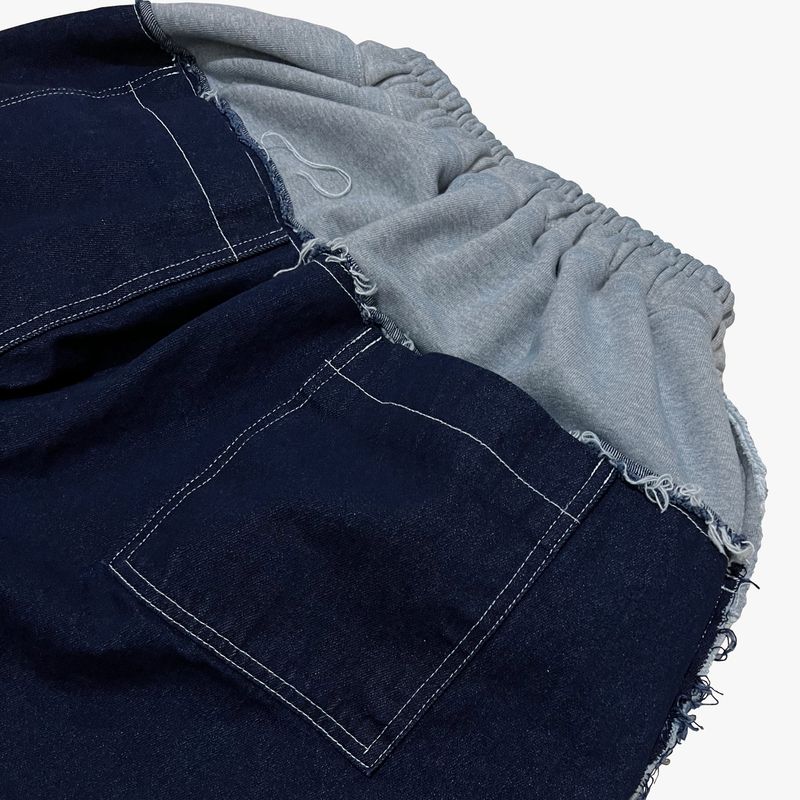 layered deconstructed denim pants_blue