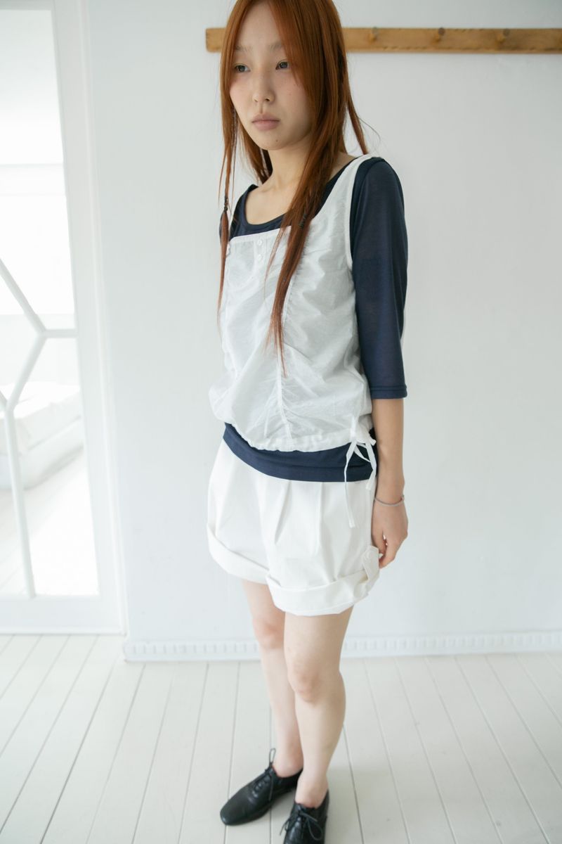 button shirring square neck sleeveless top(2colors)