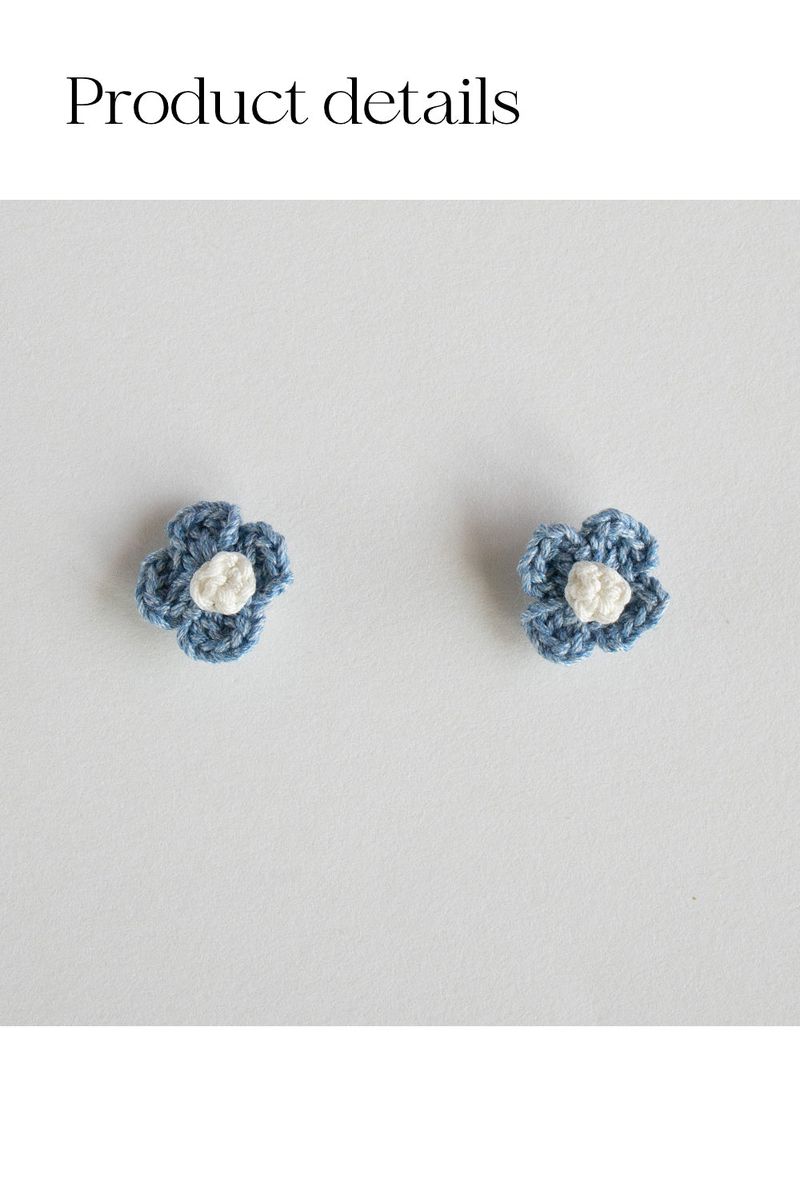 Vintage knit flower earring (Denim)