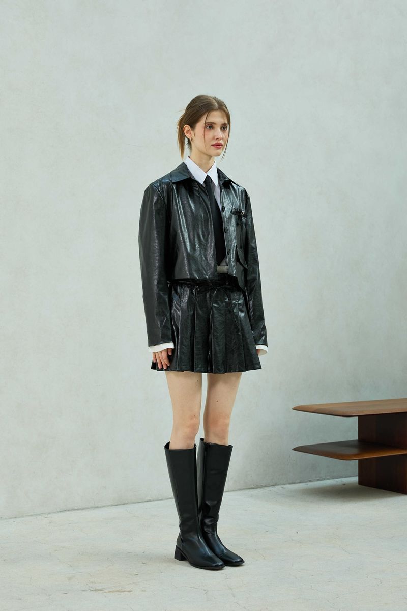 MOLLY LEATHER CROP JACKET / BLACK