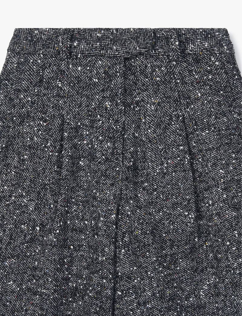 HERRINGBONE BERMUDA PANTS (BLACK)