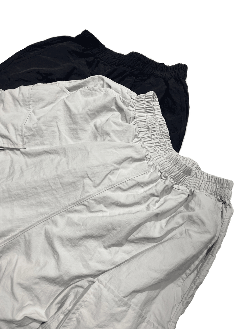 Platinum Grey Nylon Cargo Balloon Pants 2C