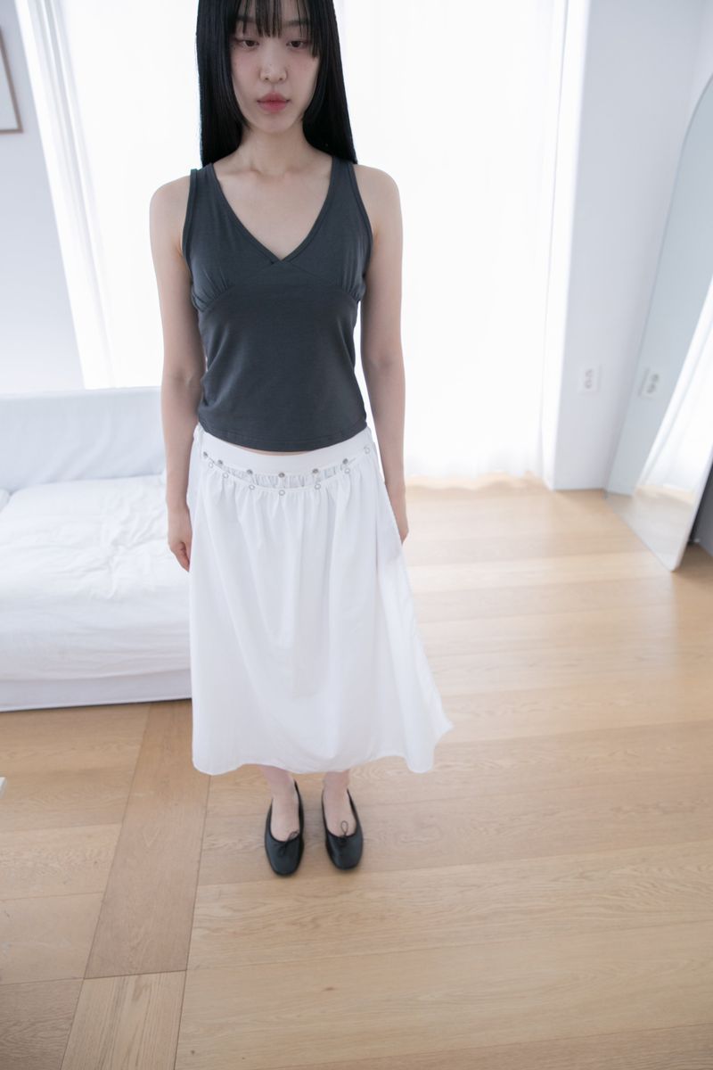 layered snap button skirt(2colors)