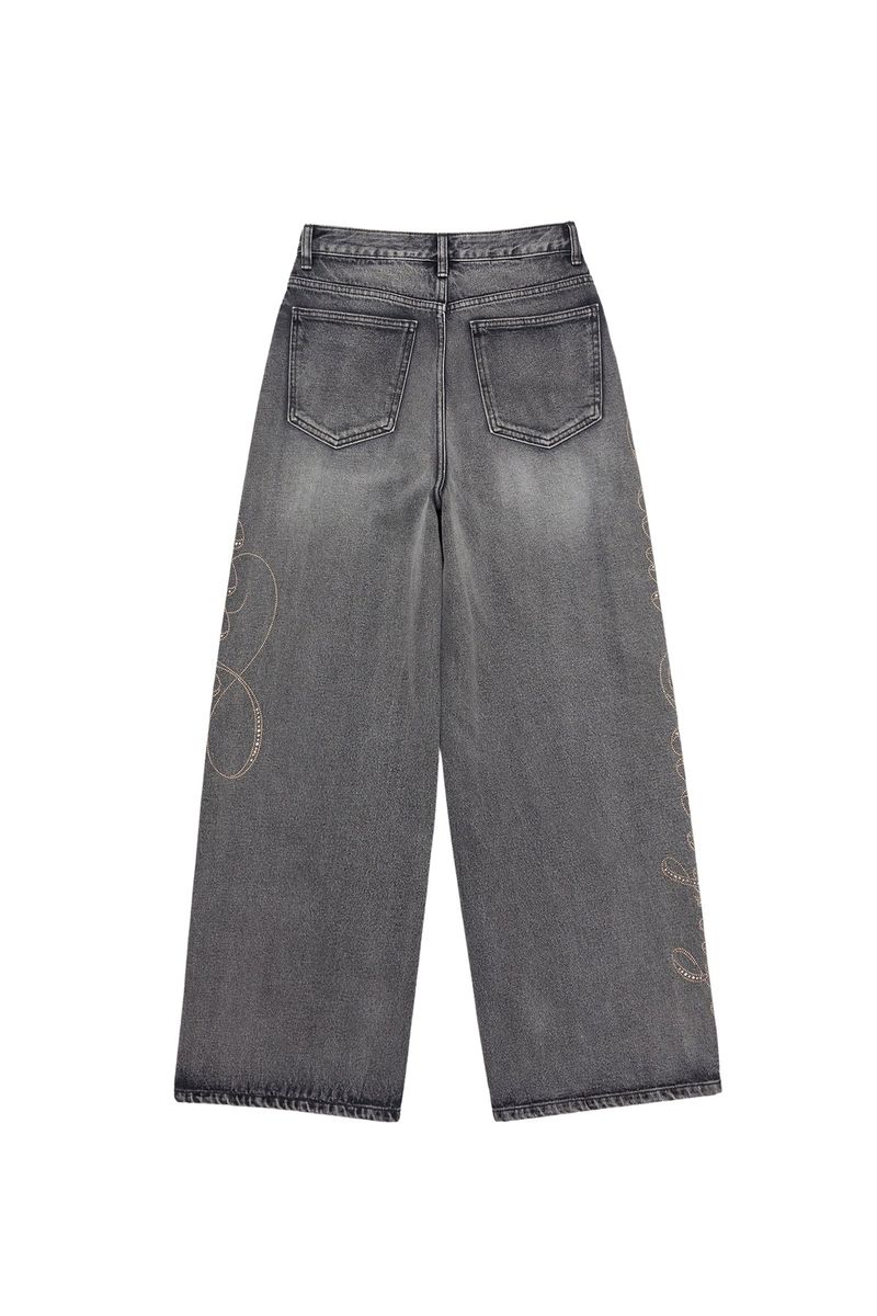 YEEL SIDE CUBIC DENIM PANTS GREY