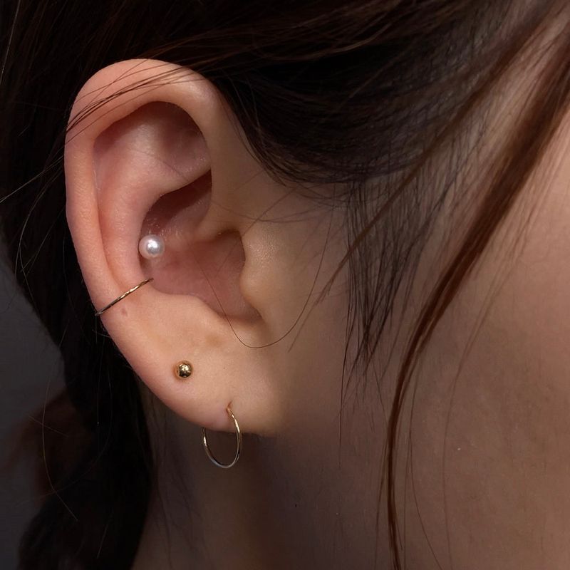 14K Gold Swarovski Pearl Piercing (bar 6mm