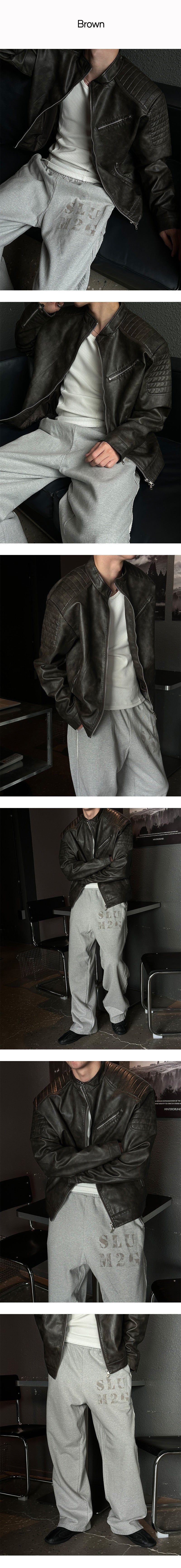 [S/F] Patch biker leather jacket (3color)