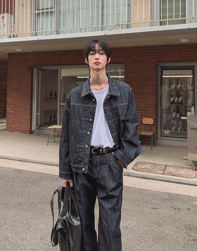 Friendly Pintuck Trucker Denim Jacket