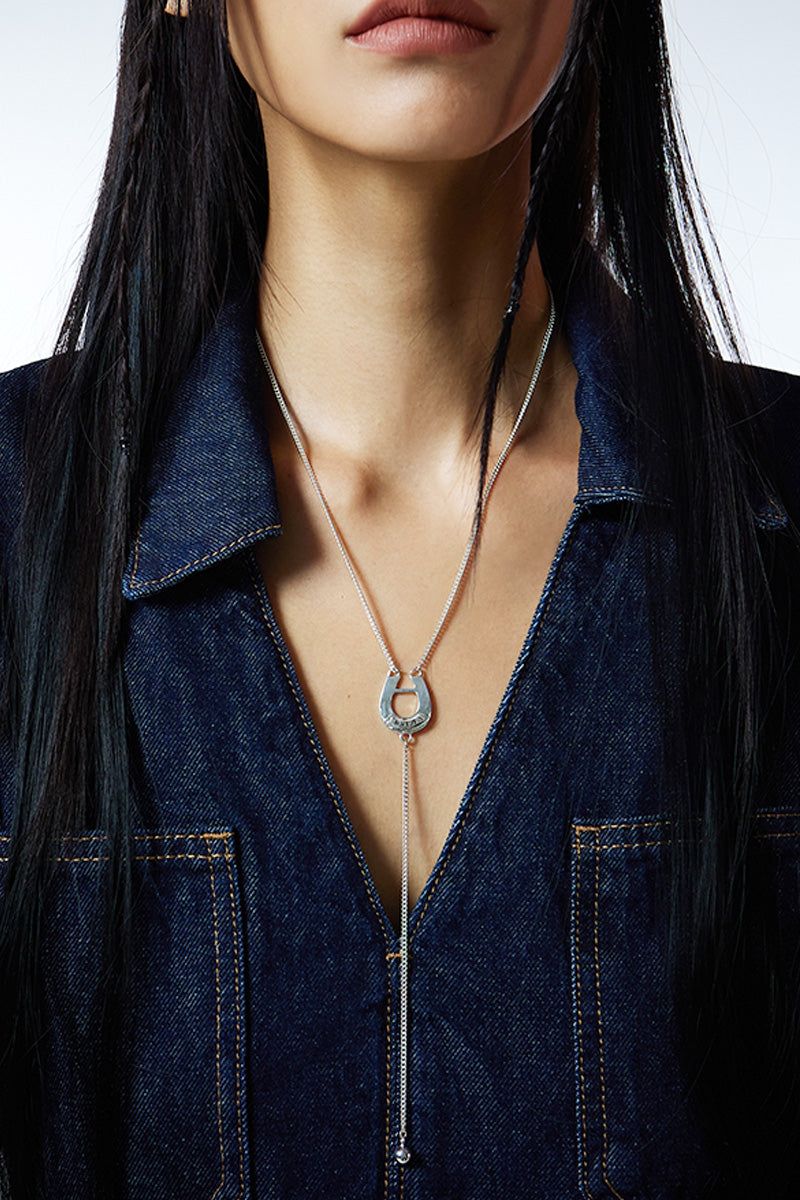 Horseshoe Drop Ball Y Chain Necklace