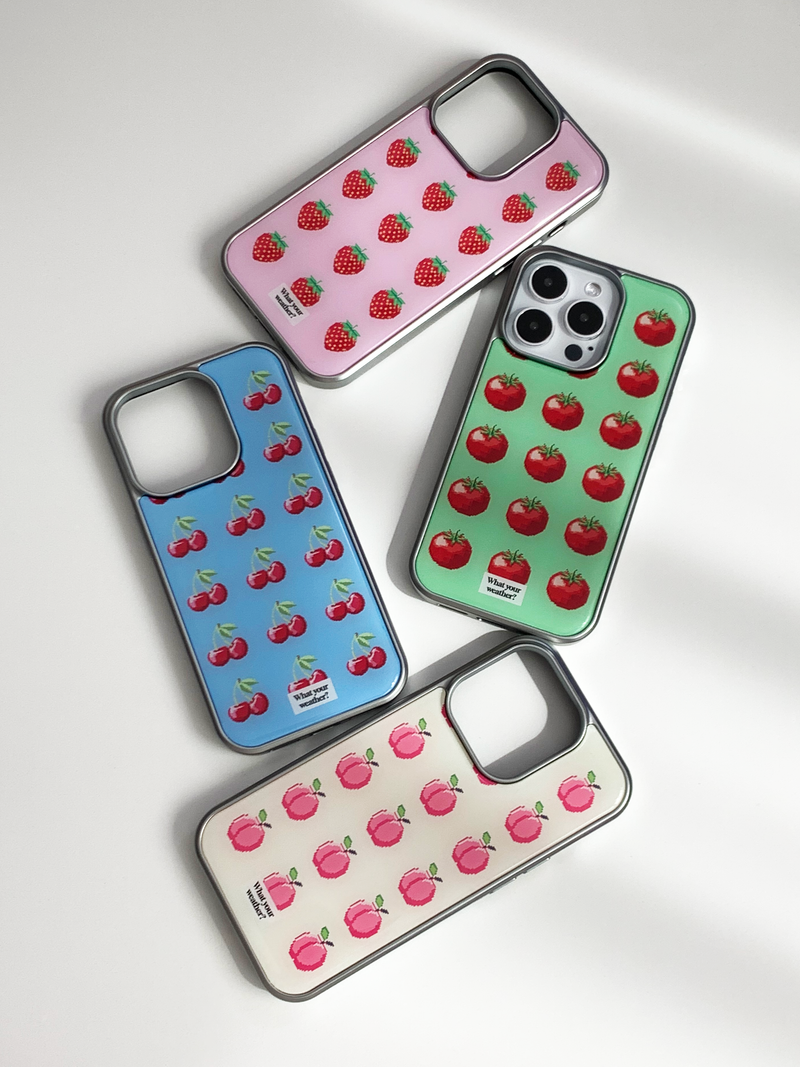 fruit tetris epoxy silver case-peach