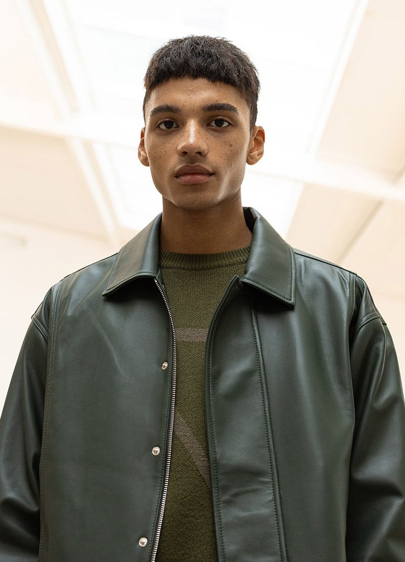 LAMSKIN OVERFIT BOMBER JACKET
