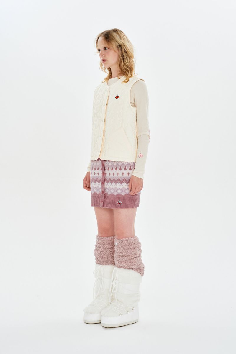 FAIR ISLE KNIT MINI SKIRT [SALMON]