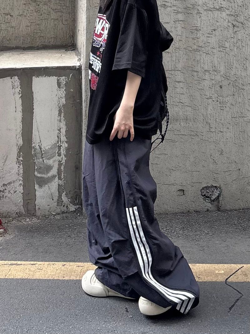 half track side zipper pants