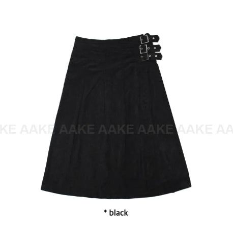 CORDUROY BUCKLE WRAP SKIRT