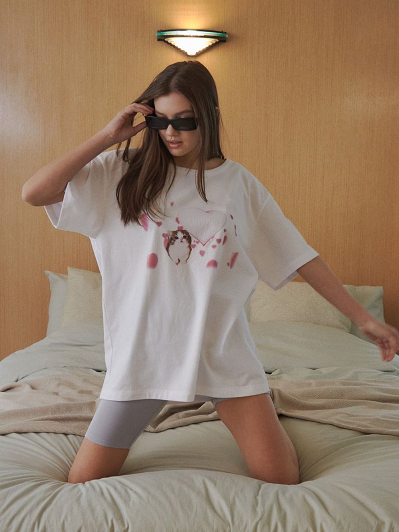 LO AXUAL（ロエクシュアル）の「OVERFITTED HEART CAT T-SHIRT（Tops）」