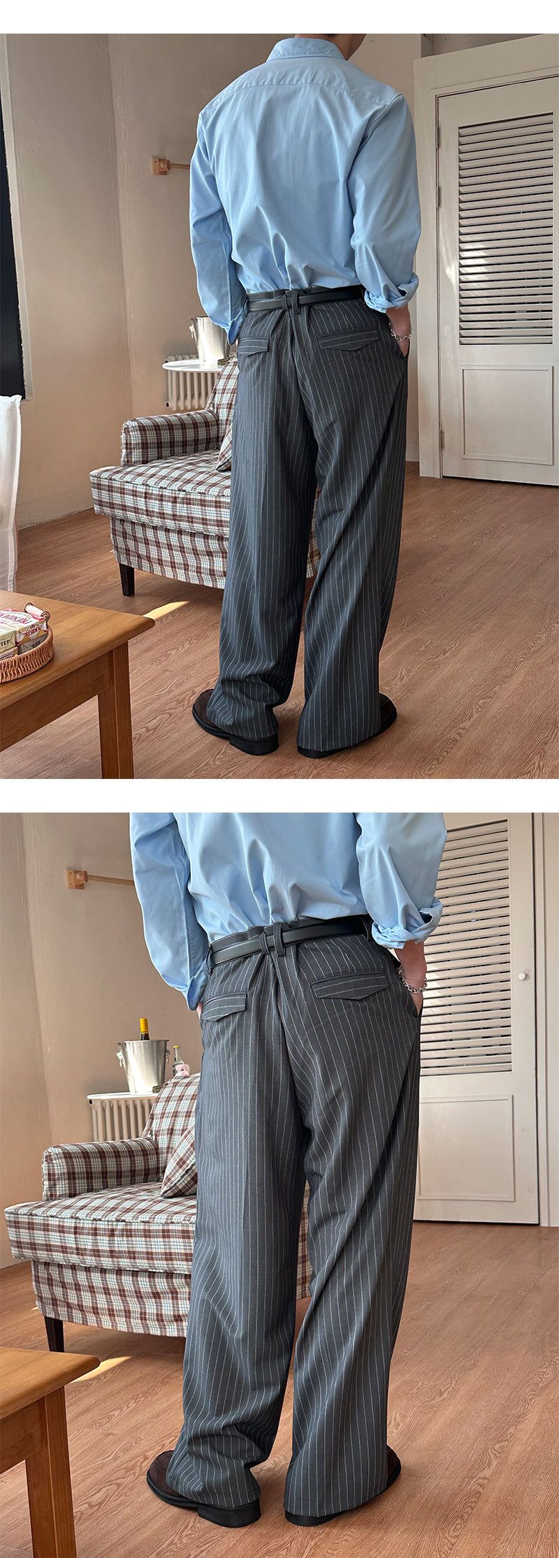  [S/S] Low stripe wide slacks(3color)