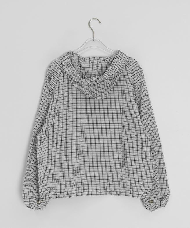 Attil check hood long sleeve shirt