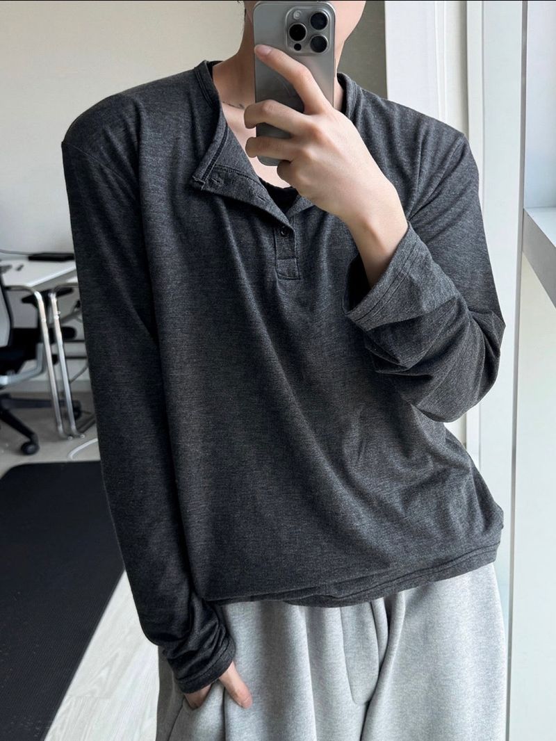Layered Henley Neck Tee