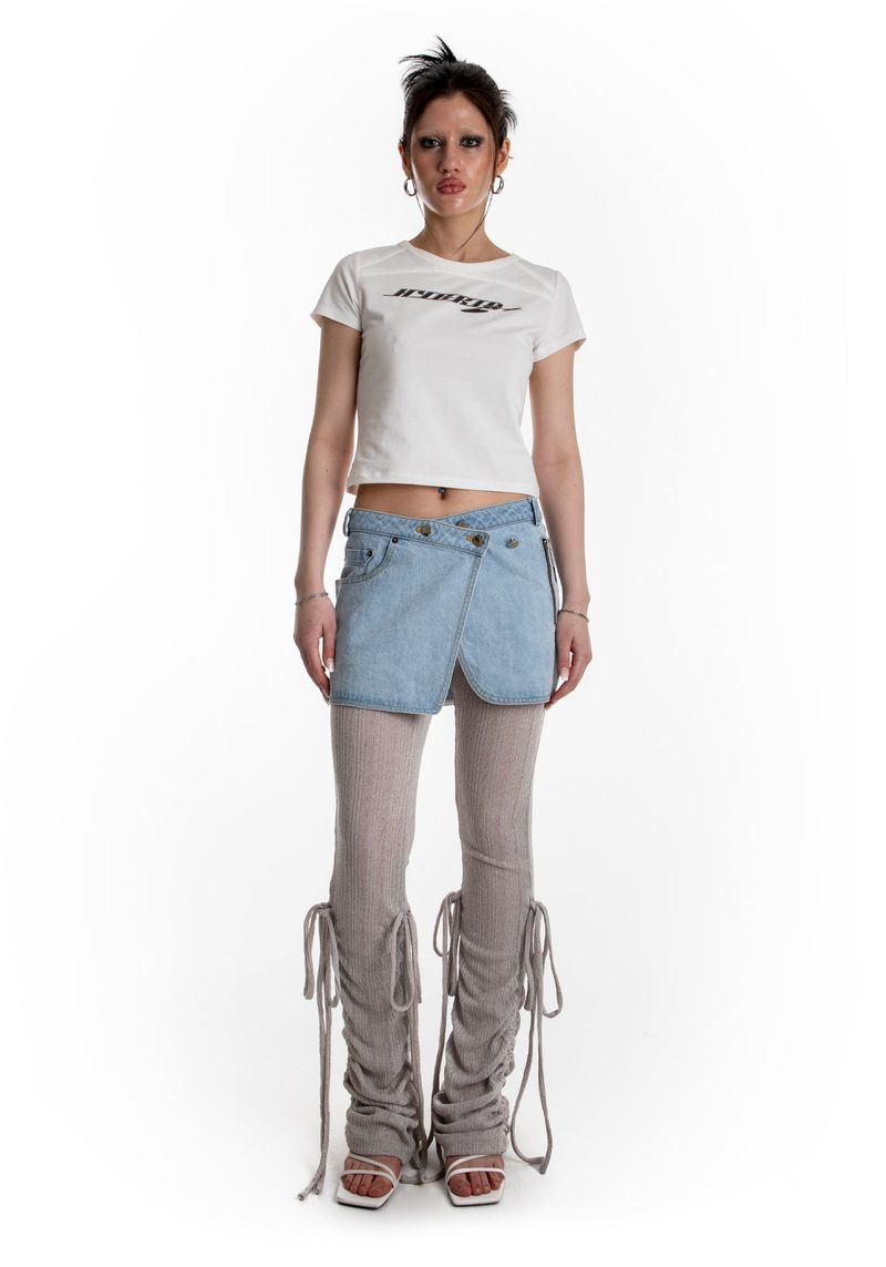 ASYMMETRIC BUTTON MINI SKIRT (BRIGHT DENIM)