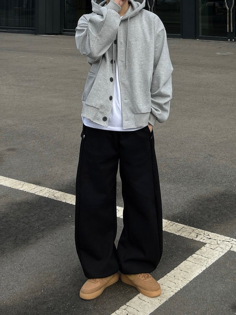 ONE SIDE SNAP BUTTON SWEAT PANTS